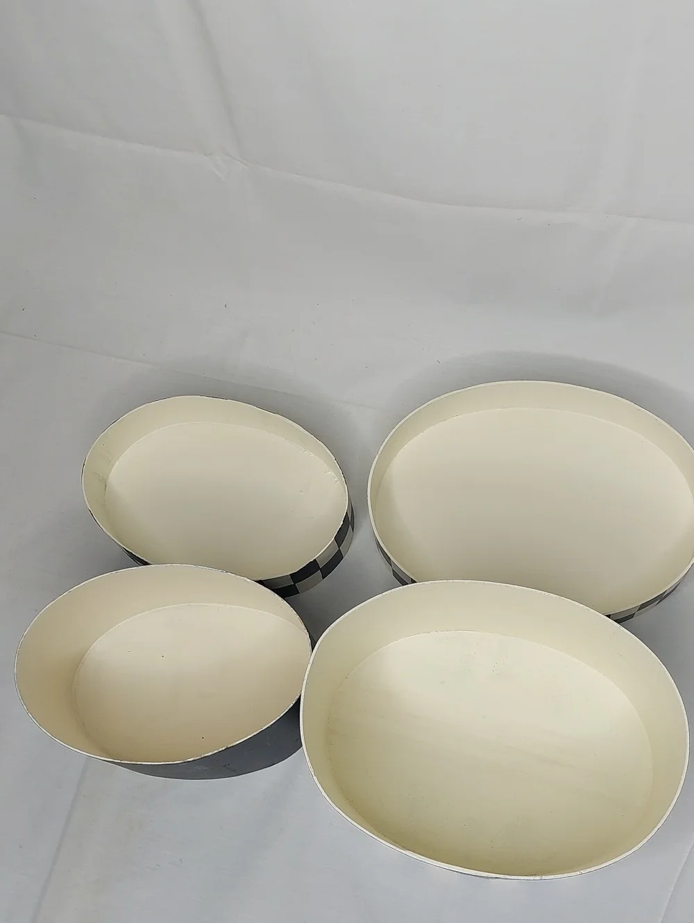 Decorative Black & White Check Farmhouse Storage Hat Boxes - Set of 3